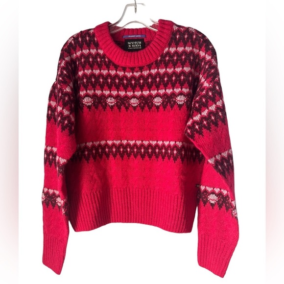 NWT Scotch + Soda Amsterdam Red Cable Knit Pullover Sweater Large - Picture 6 of 7